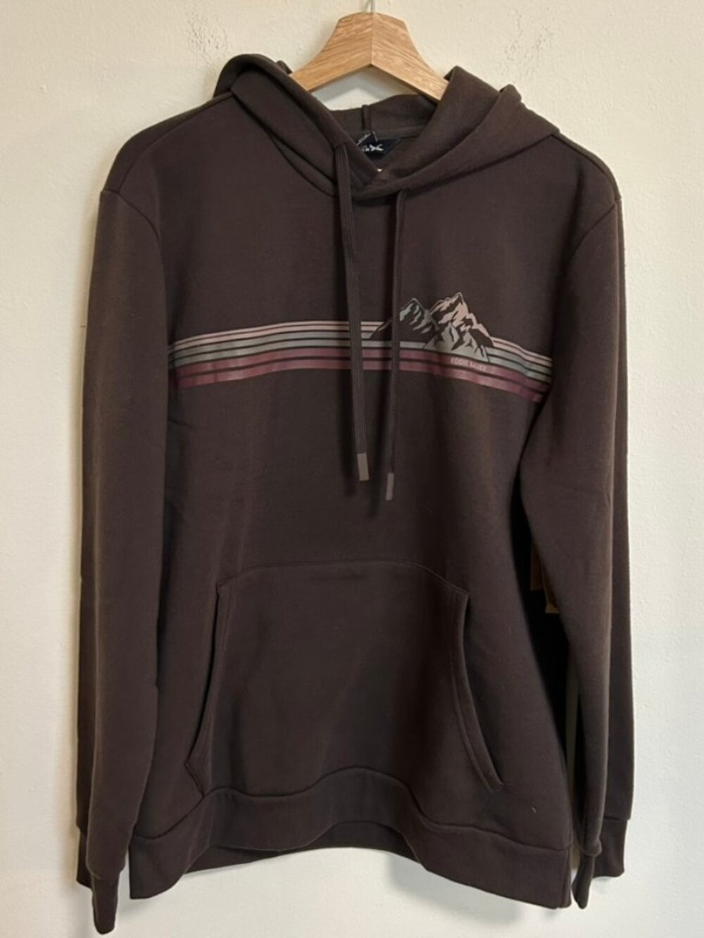 NWT Eddie Bauer Trails Hoodie Striped Mountains "Chocolate Torte" Sz M Mens